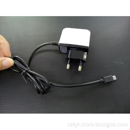 CE, Rohs, FCC, KC certified 5V 2A usb charger with 1m Micro AC connector for apple phone and Samsung
